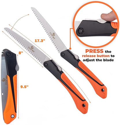 Folding Hand Saw for Tree Pruning, Camping, Gardening, Hunting. Cutting Wood, PVC, Bone with