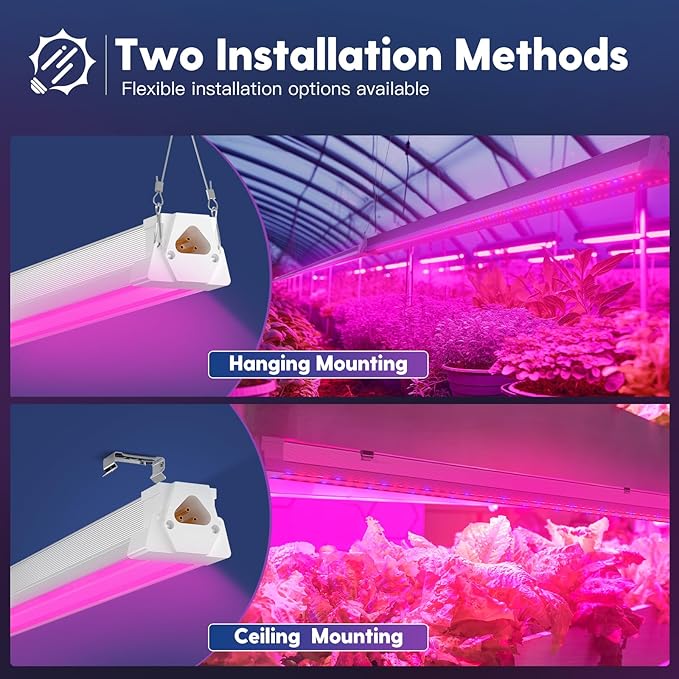 FREELICHT 1 Pack 4FT LED Grow Light, 40W (250W Equivalent), Red Blue (660nm+460nm) Full Spectrum