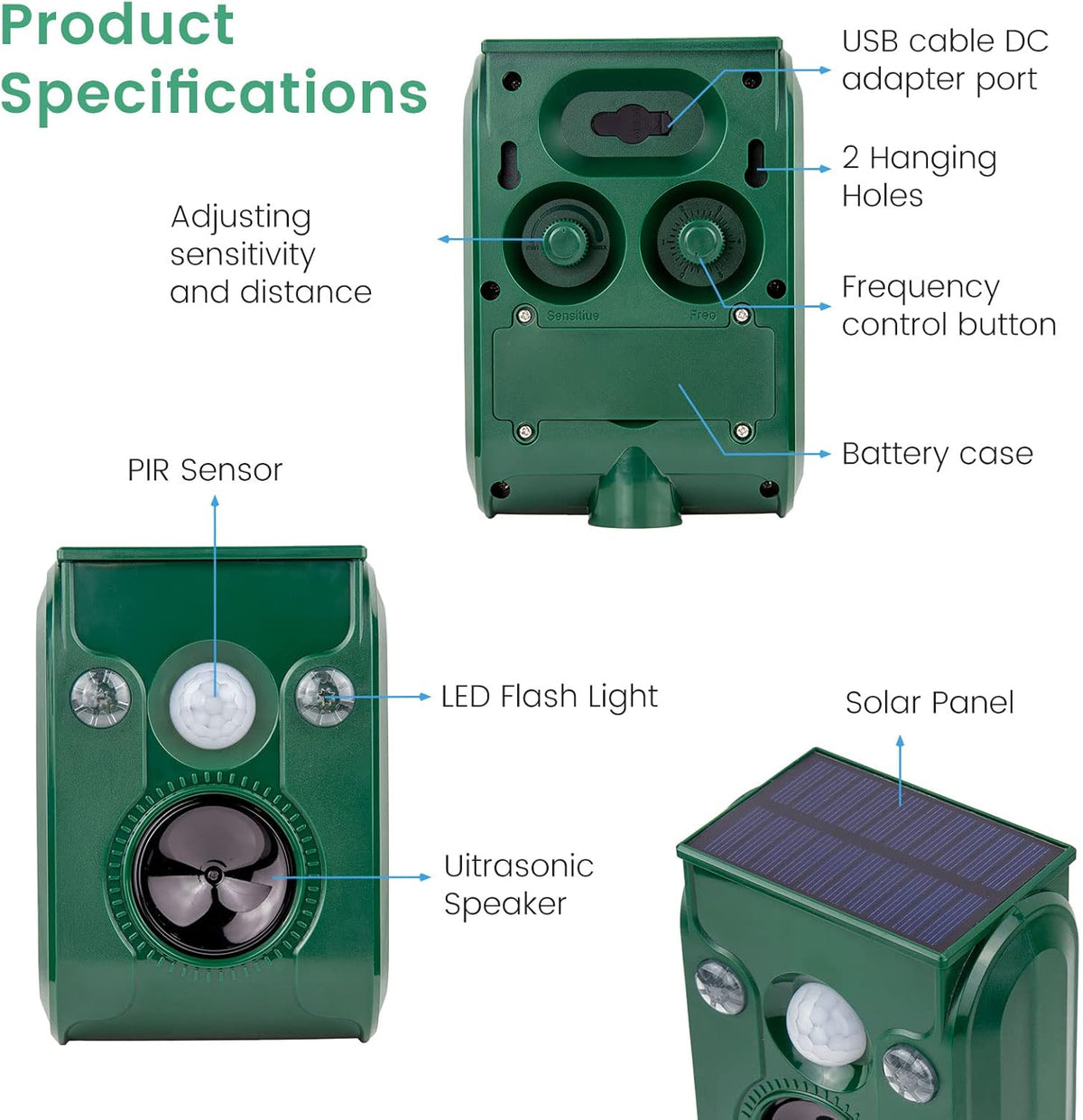 FAYINWBO Latest in 2022 Outdoor Ultrasonic Animal Repeller. Solar Animal Repellent.with Flashing