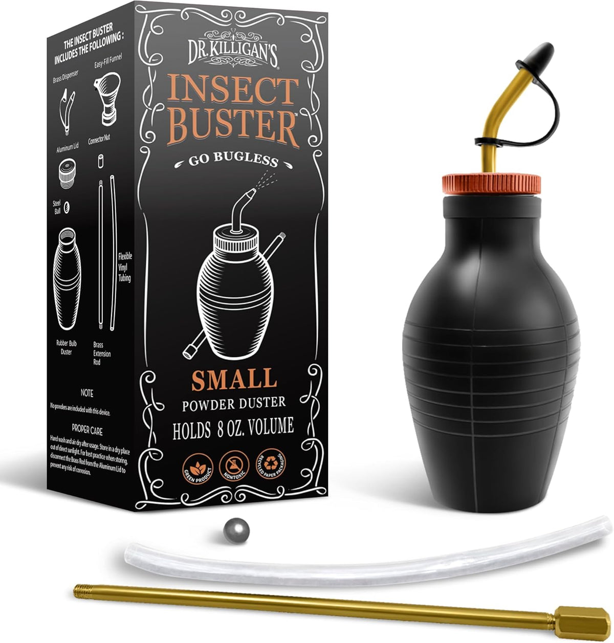 Dr. Killigan's The Insect Buster - Bulb Duster for Diatomaceous Earth and Other Powders - Effective