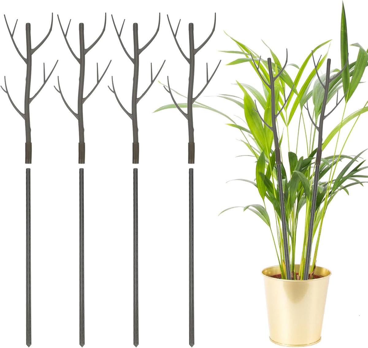 uxcell 4 Pcs Plant Support Stakes, 27.5" Twig Plant Stem Support Structures Garden Branches Plants