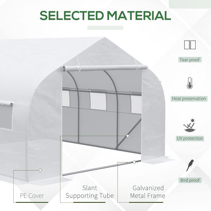 Outsunny 11.5' x 10' x 6.5' Walk-in Greenhouse, Tunnel Green House with Zippered Mesh Door and 6
