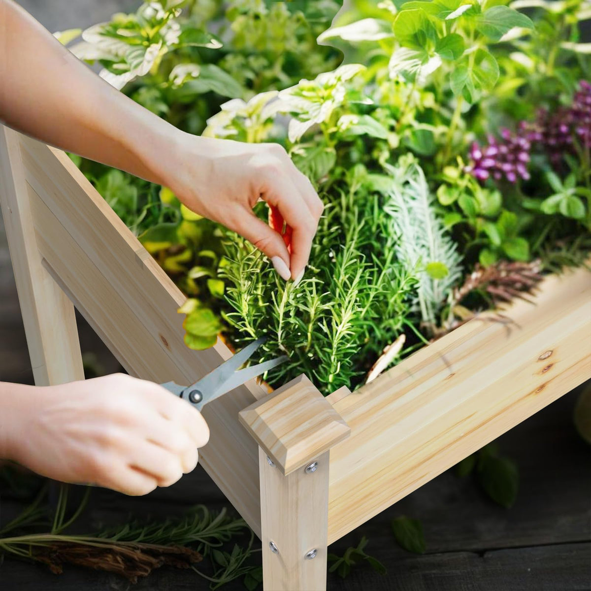 Elevated Wooden Raised Garden Bed with Legs, Reinforced Large Planter Box