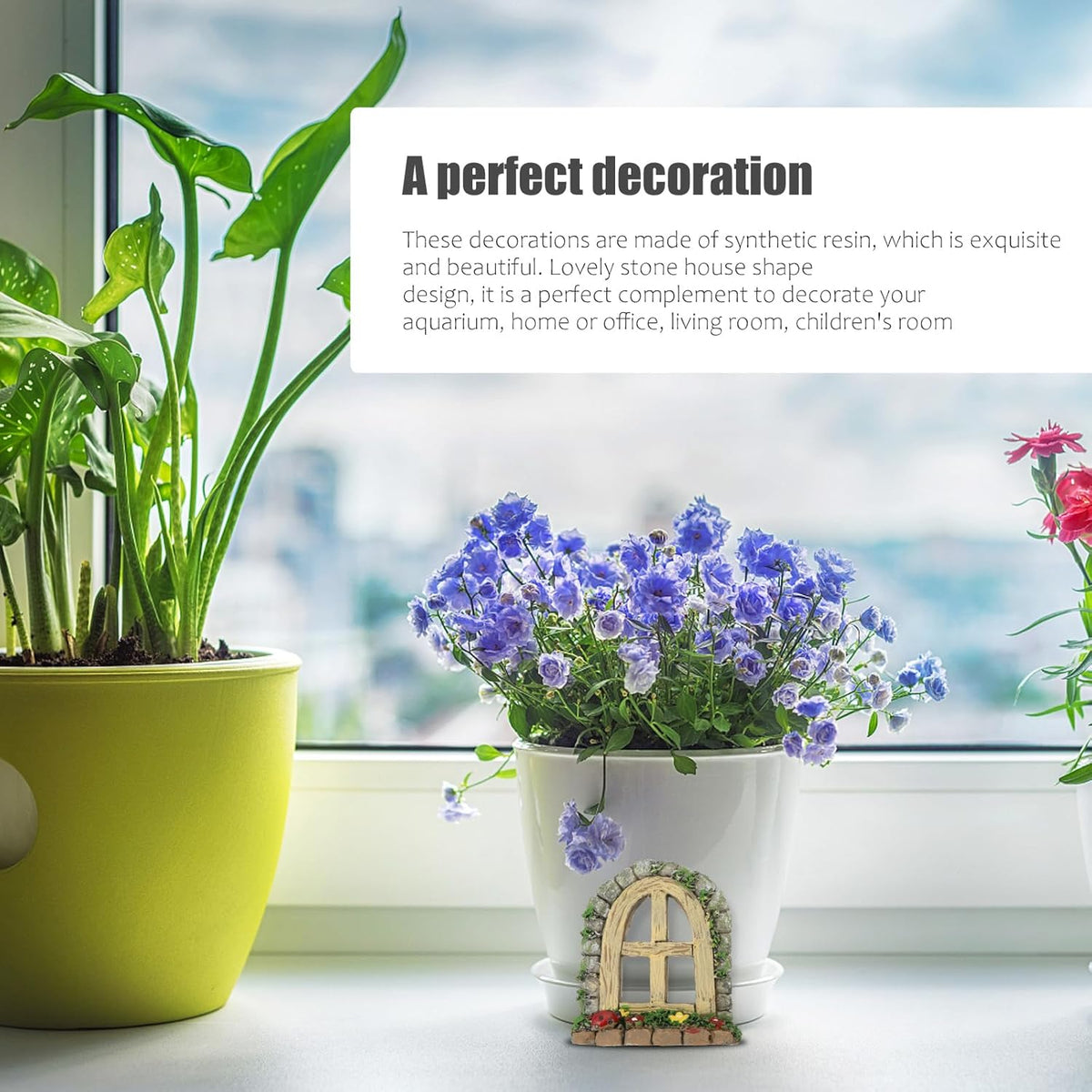 DOITOOL 2Pcs Miniature Fairy Garden Window,Artificial Window Ornament Miniature Fairy Doors Gnome