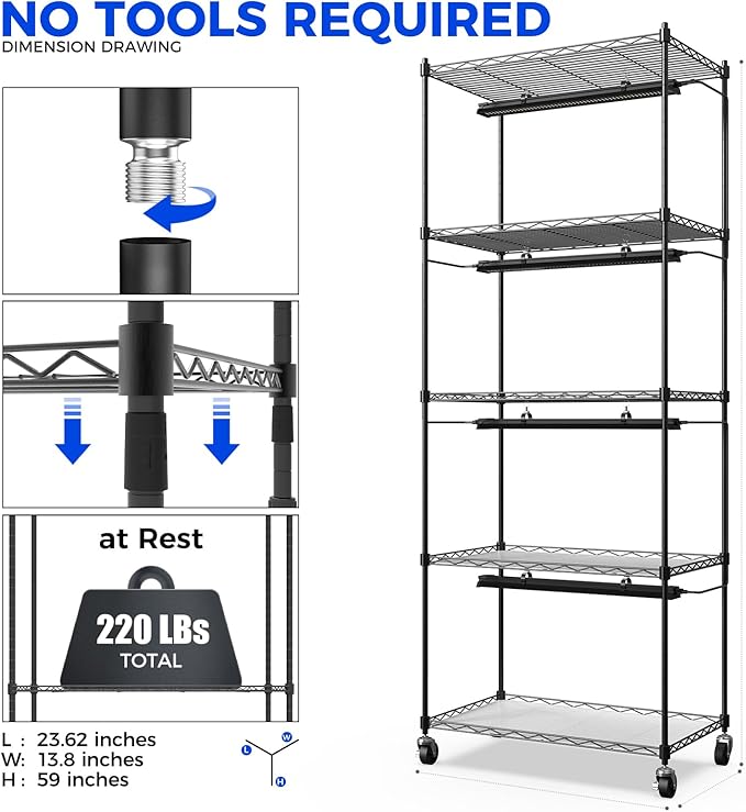 Barrina CX91 5-Tier Plant Stand with Grow Lights for Indoor Plants, Metal Plant Shelf Display Rack