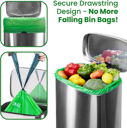 13 Gallon Compostable Trash Bags Liners Drawstring, Heavy Duty Extra Thick 1 Mil, 49.21 Liter, 35
