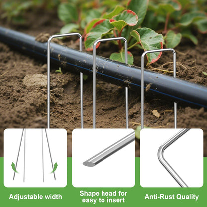FOTMISHU Landscape Staples 6 Inch 60Pcs Garden Stakes, Galvanized Lawn Pins Spray Coating Yard