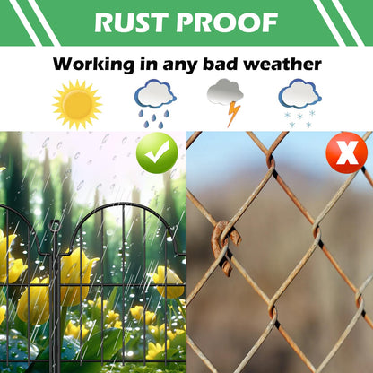 Blingluck Decorative Garden Fence, 17in(H) x 10.8ft(L), with Ground Stake