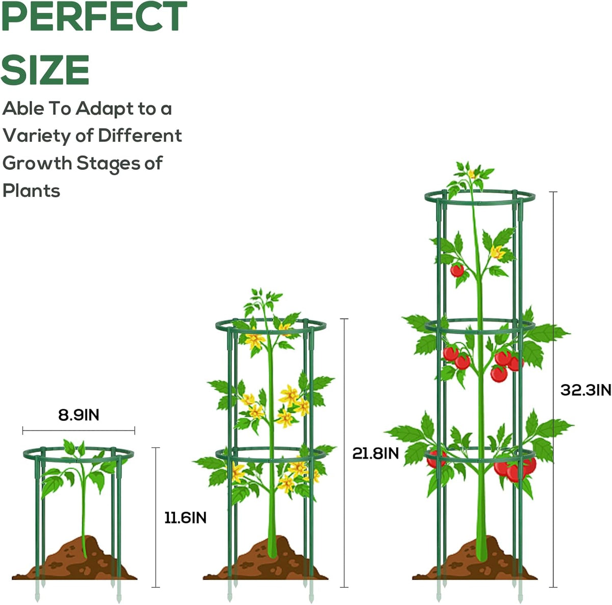 24 Pcs Plant Support Stakes, Half Round Plant Support for Indoor Plants, Stackable Garden Flower