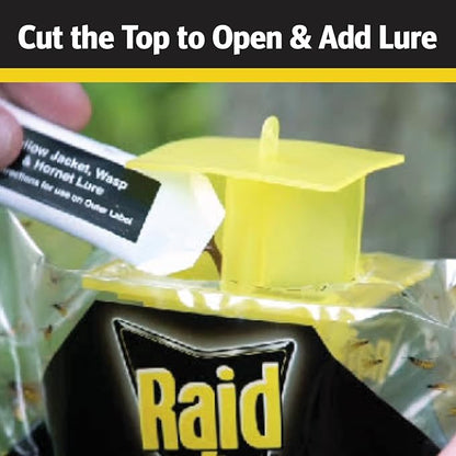 Raid Yellow Jacket, Wasp & Hornet Trap, 6 Pack, Disposable, Convenient, Hanging Fly Trap Bags with