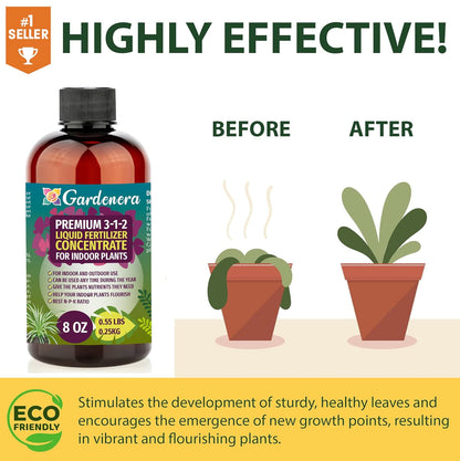 Gardenera Premium Liquid Pothos Fertilizer - 3-1-2 Concentrate for Indoor Plants and Flowers - 32oz