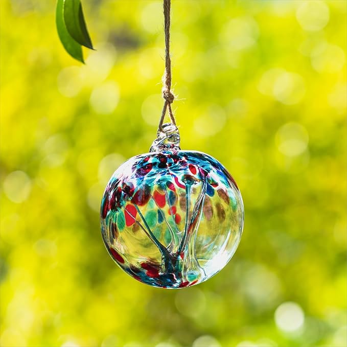 4” Tree of Life Witch Balls, Gazing Balls Hanging Friendship Balls, Hand-Blown Glass Christmas