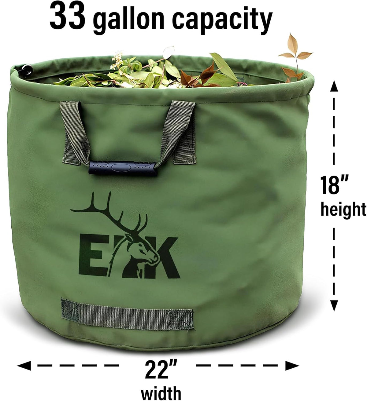 ELK 33-Gallon Non Self-Standing Multipurpose Garden Leaf Waste Bag - Durable Canvas for Yard