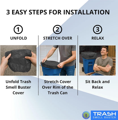 Outdoor Trash Can Cover Odor Eliminating Bag with Elastic Band Lemon Scented Durable 64 Gallon 3
