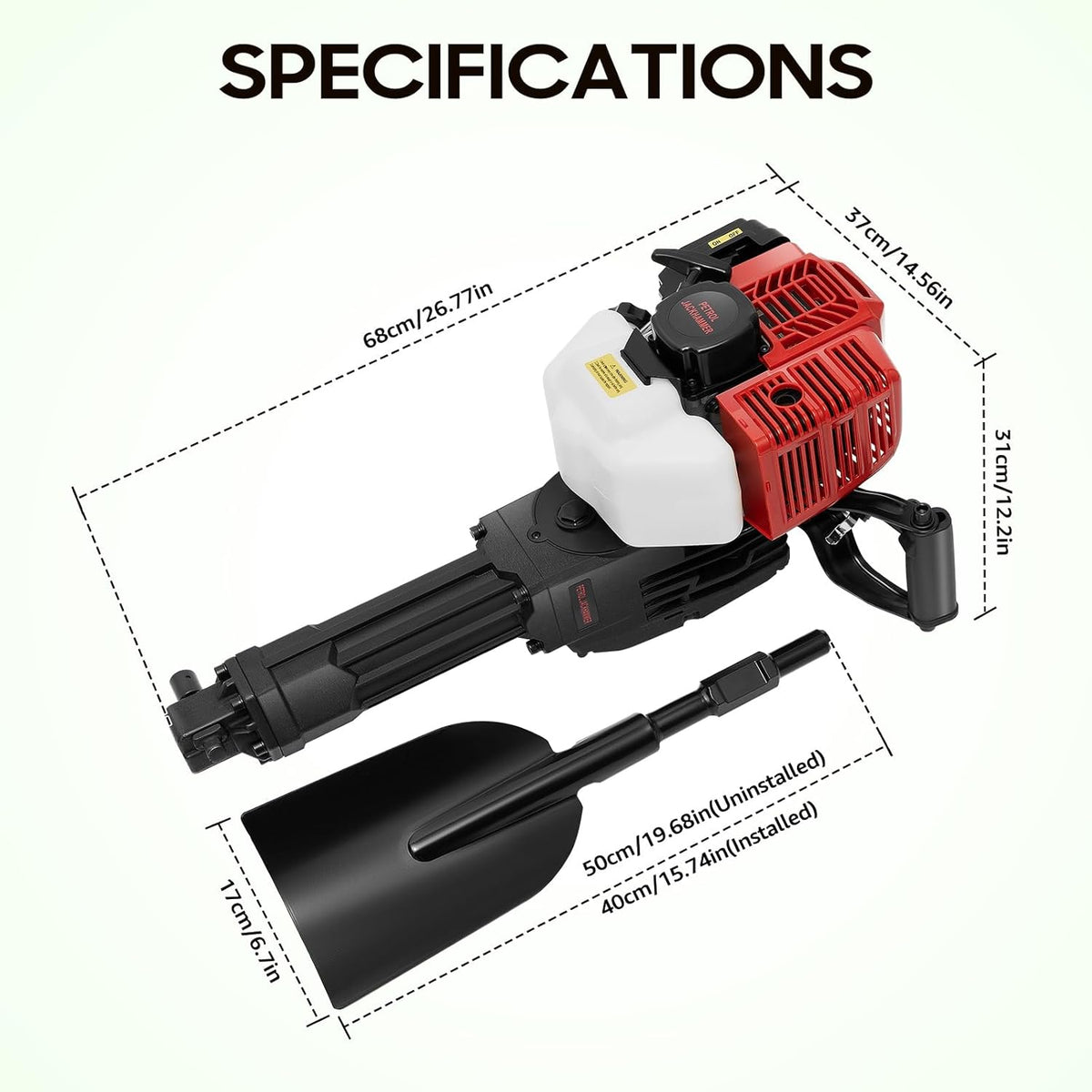 Gas Powered Garden Shovel for Digging, 52CC 2-Stroke Small Shovel Portable Spade Garden Trowel for