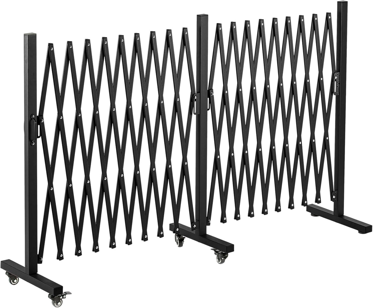 TECSPACE Aluminum Expandable Garden Fence, Portable Barricade Gate with Casters, Expansion Size