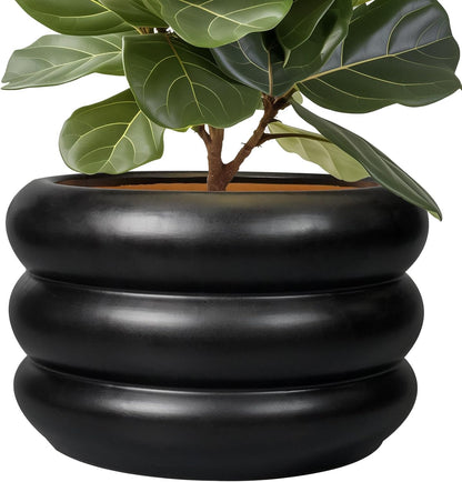 SQOWL Ceramic Flower Pot 13.5 Inch - Large Planter for Indoor Plants Outdoor Plant Pot with