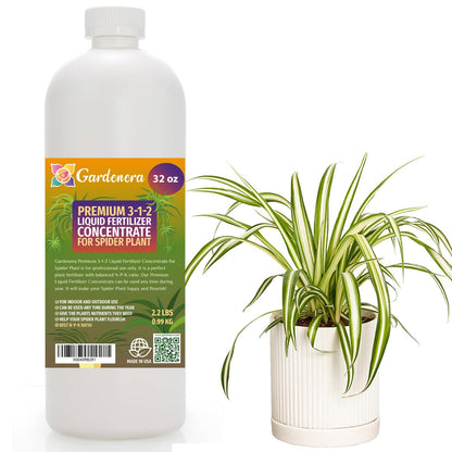 Gardenera Premium Liquid Spider Plant Fertilizer - 3-1-2 Concentrate for Indoor Plants and Flowers
