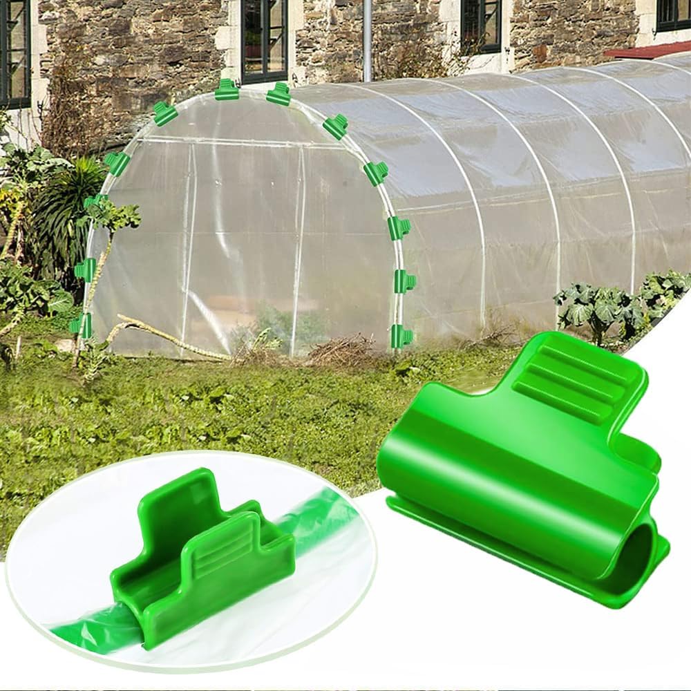 30pcs 8mm Greenhouse Clamps Hoops for 7-9mm PVC Pipe Tubes, Windproof Set Green-house Film Clamp