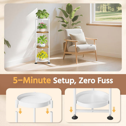 LASZOLA 4 Tier White Plant Stand Indoor for Large Tall Heavy Duty Flower Planter, Metal Vertical