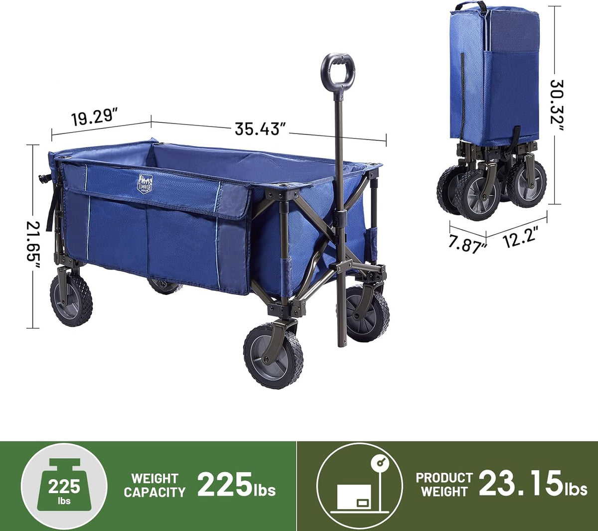 TIMBER RIDGE Tailgate Collapsible Folding Wagon Cart, Heavy Duty Utility Push Pull Beach Wagon