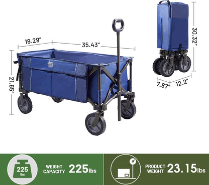 TIMBER RIDGE Tailgate Collapsible Folding Wagon Cart, Heavy Duty Utility Push Pull Beach Wagon