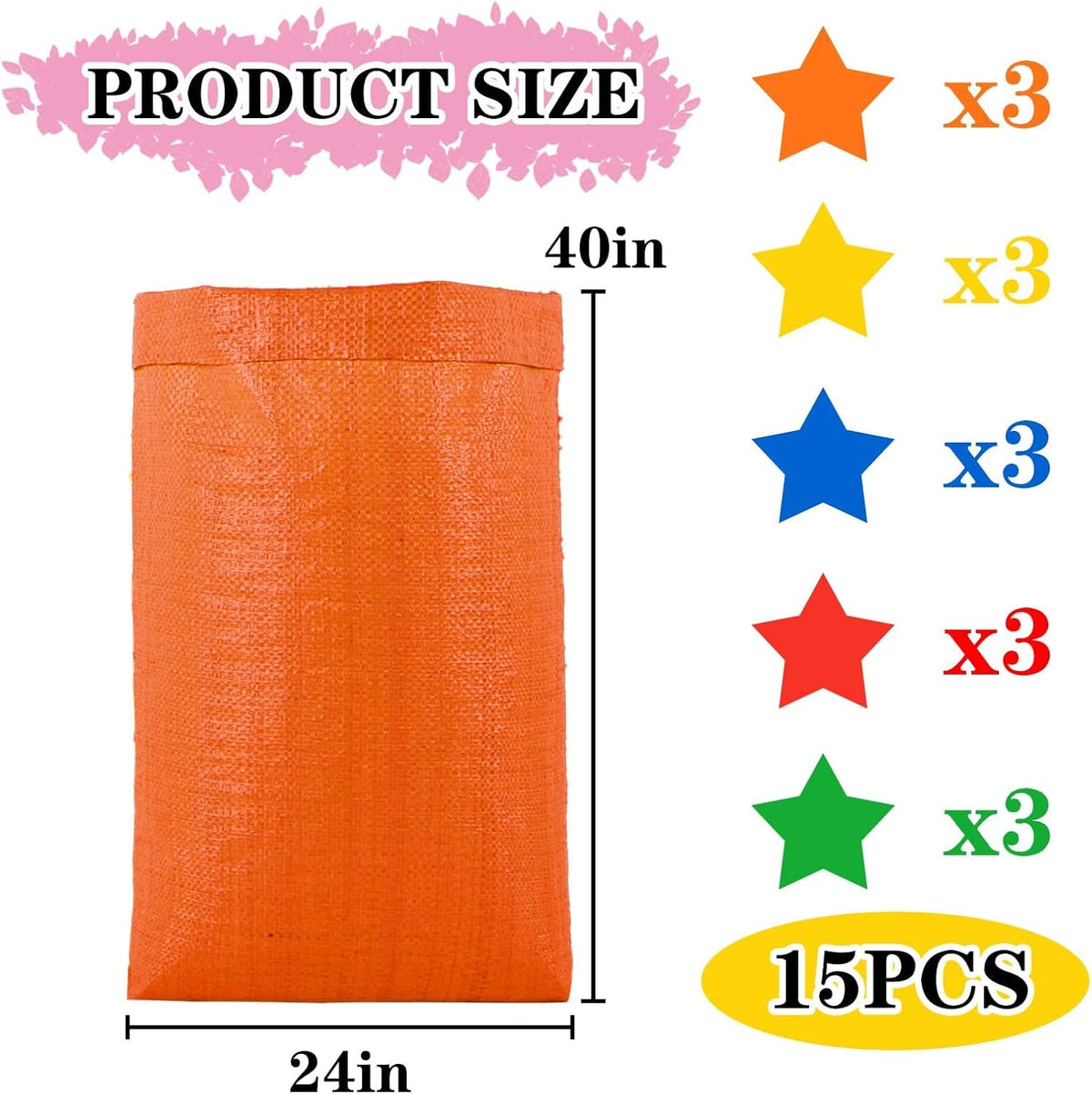 15Pcs Potato Sack Race Bags Large Size Game Race Bag for Carnival Easter Christmas School Outside