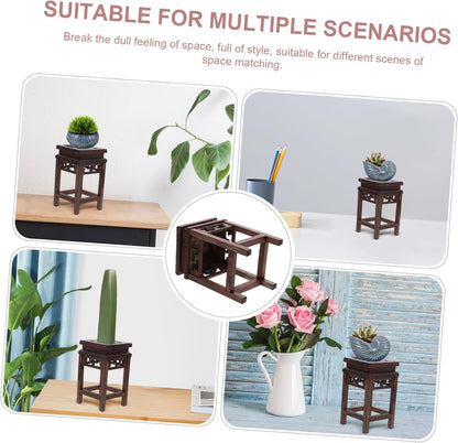 HOMSFOU Antique Chinese Decor Wood Flower Display Stand Vase Holder Decor Plant Pot Stand