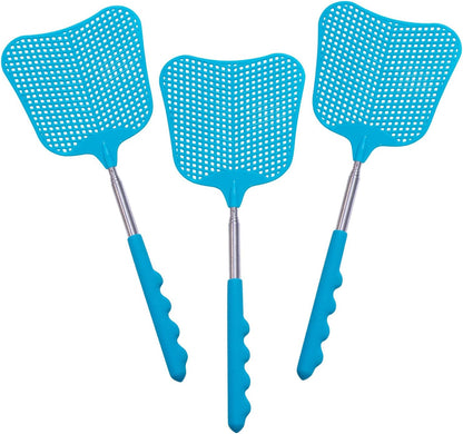 Wapodeai 3 pcs Fly Swatter, Fly Swatters Plastic Telescopic, Large Bug Swatter That Work for Indoor
