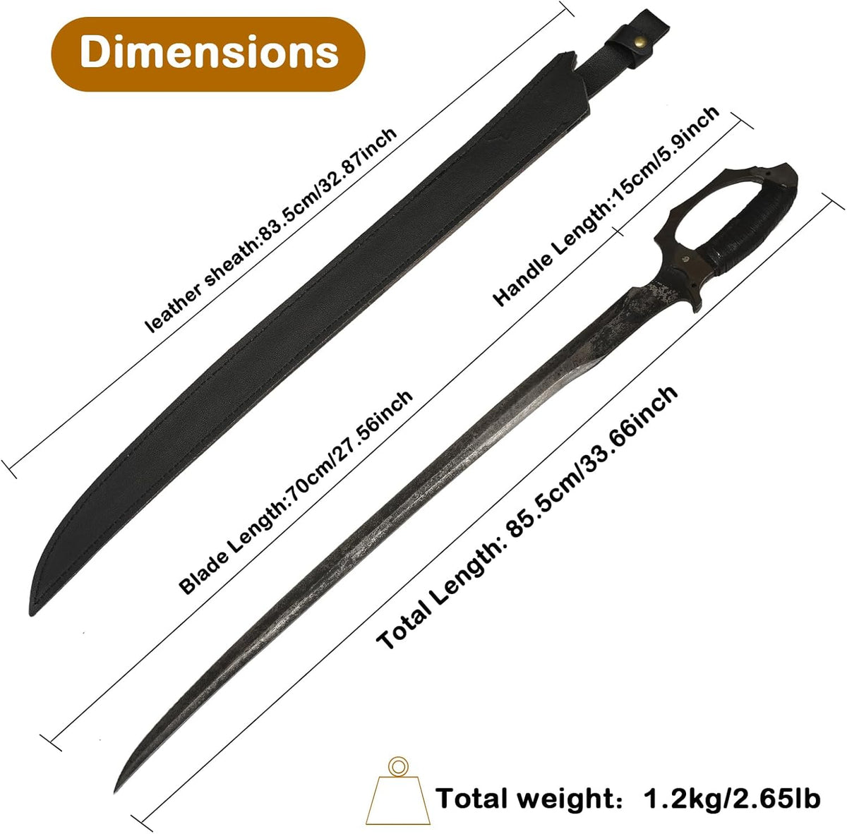 High Manganese Steel Blade Machete for Cutting Trees Heavy Duty Full Tang Outdoor Survival Hunting