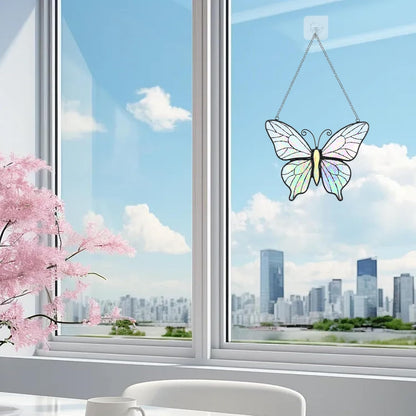 Butterfly Suncatcher Stained Glass Window Hanging, Handmade Butterfly Gift Decor for Mom, Women