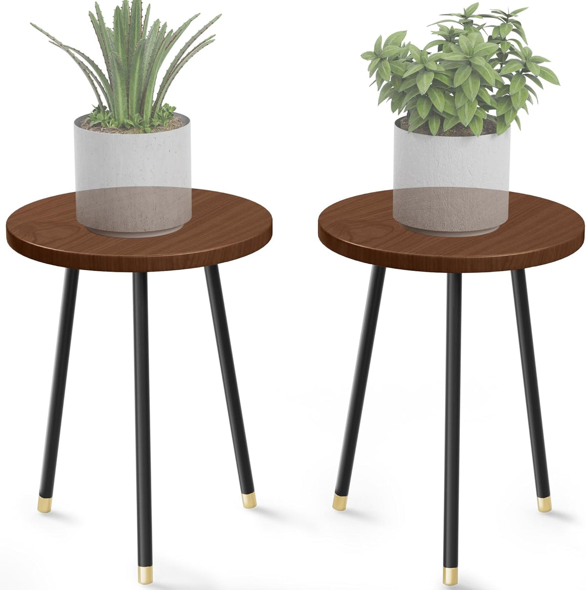 Plant Stand Indoor 2 Pack: Adjustable Wood 16 Inch Plant Stand - Mid Century Modern Decor Corner