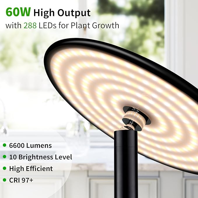 chiphy Grow Lights, 85" Full Spectrum Plant Light for Indoor Plants, 4/8/12H Timer, 60W Grow Lamp