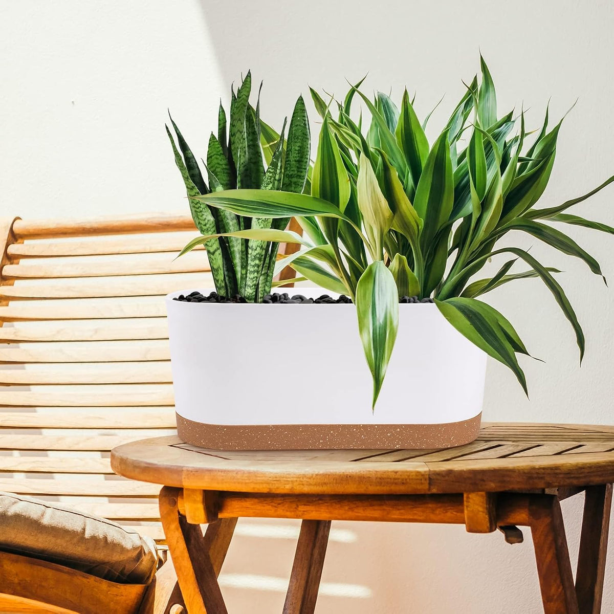 QCQHDU 16" L x 7.6" W x 7" H Window Planter Box, 2 Pack Self Watering Pots for Indoor Plants with