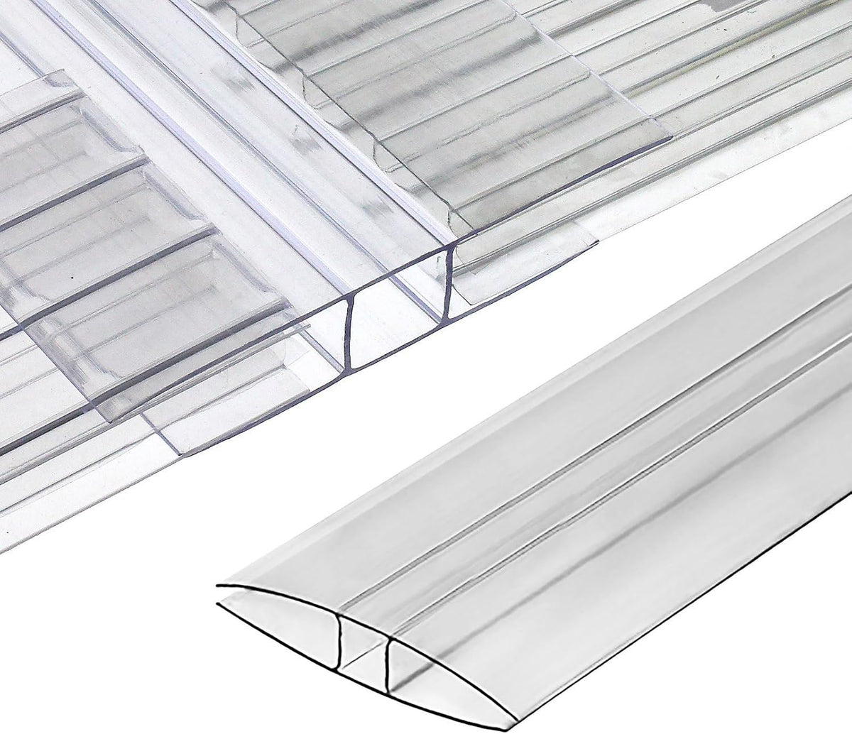 Polycarbonate Greenhouse Panels Connectors - 0.4" Thick, Fit 10mm or 8mm Twin-Wall Polycarbonate