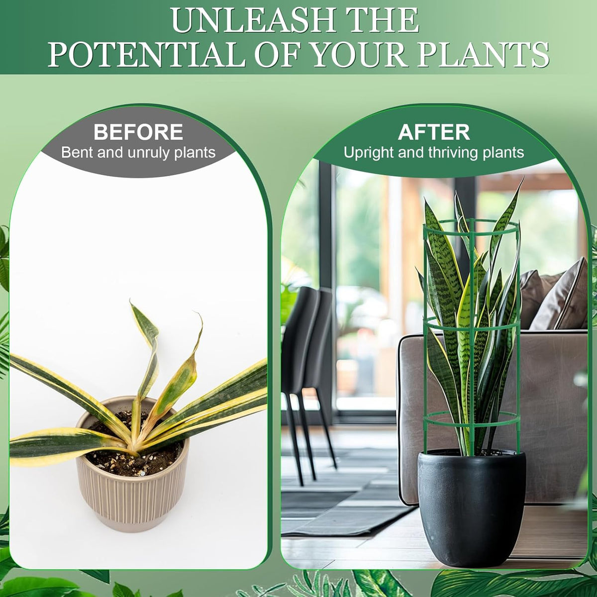 24Pcs Plant Support Stakes, Half Round Plant Stakes for Indoor Plants, Stackable Garden Flower