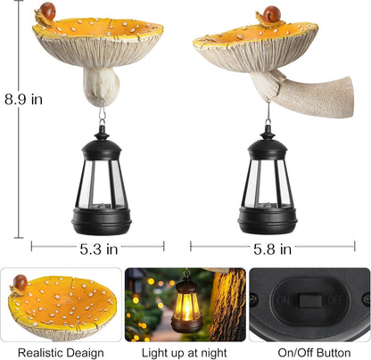 Mushroom with Snail and Lantern Cute Solar Statue Light Garden Decoration Resin Decoration Painted