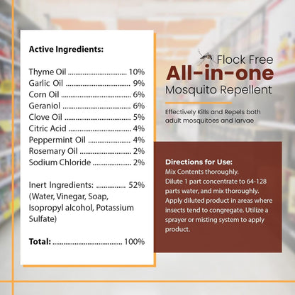 Natural Mosquito Control Spray Concentrate, Repels Mosquitoes, Ticks, Fleas, Flies, Gnats, and