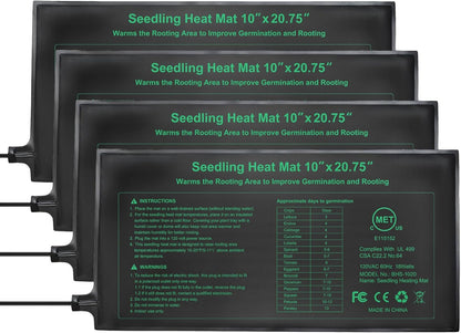 Seedling Heat Mat 4 Pack, MET Certified Heating Mat for Plants Grow Seed Starting Greenhouse