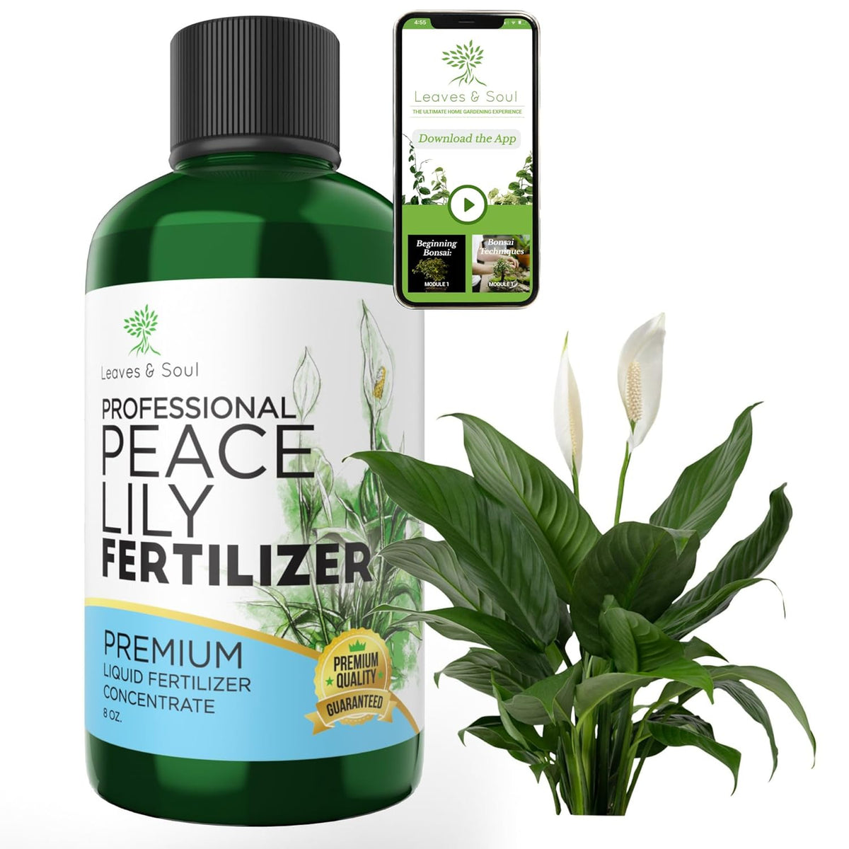 Professional Liquid Peace Lily Plant Fertilizer | 3-1-2 Concentrate for Plants and Flowers |