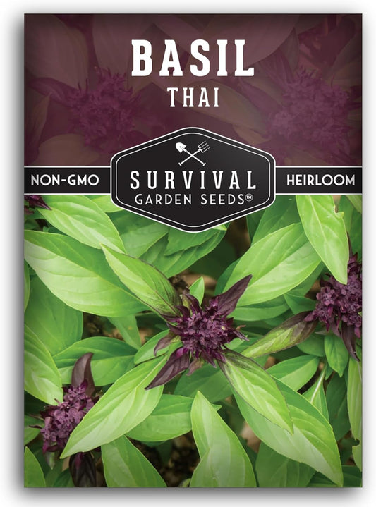 Survival Garden Seeds - Thai Basil Seed for Planting - 1 Packet with Instructions to Plant and Grow