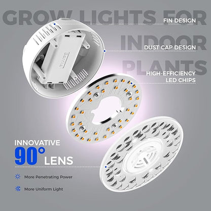 Barrina Orbgrow OG09 Puck LED Grow Light, Pinkish White 36W(4 x 9W, 540 Watt Equiv), Plant Lights