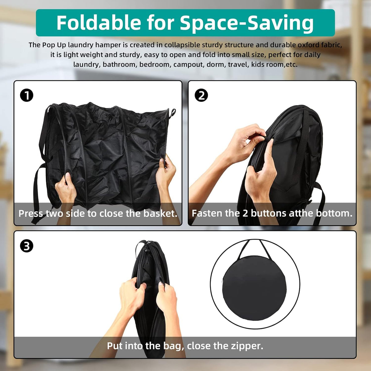 BATTOO 106L Collapsible Laundry Baskets - Foldable Pop Up Hampers for Laundry - Upgrade Oxford