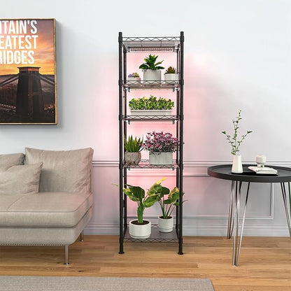 Plant Stand with Grow Lights, 5-Tier metal Plant Shelf with 4-Pack 40W Full Spectrum Grow Light