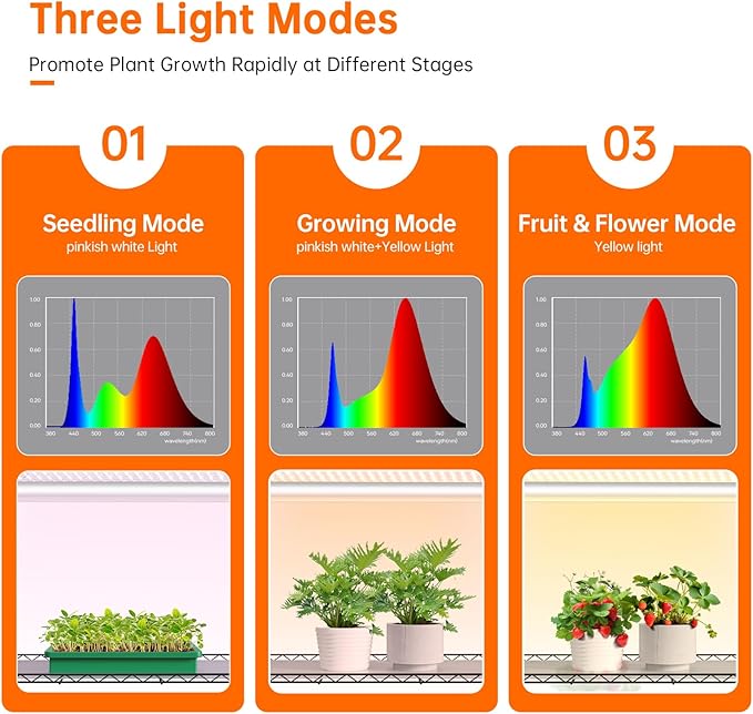 Bstrip Indoor Greenhouse with Grow Light, Plant Stand with 3 Pack Full Spectrum Plant Lights , 3