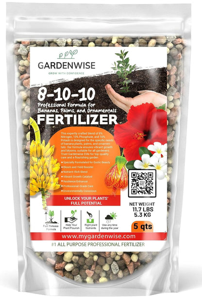 Elite 8-10-10 Professional Fertilizer for Banana, Flowering, and Fruit Trees, Ornamentals - Boosts