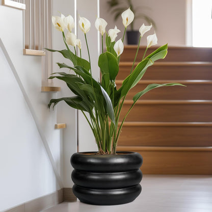 SQOWL Ceramic Flower Pot 13.5 Inch - Large Planter for Indoor Plants Outdoor Plant Pot with