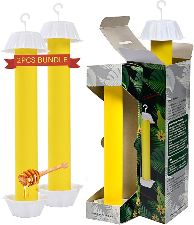 Gideal 2-Pack Yellow Sticky Fly Traps Pest Control for Indoor/Outdoor Use, Gnat Trap for Flying