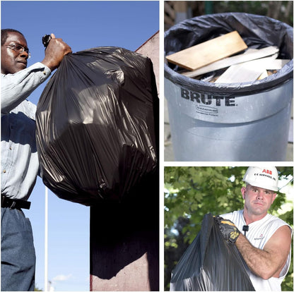 Aluf Plastics 55 Gallon Trash Can Liners (100 Count) - 38" x 58" - Thick 1.5 MIL Equivalent Black
