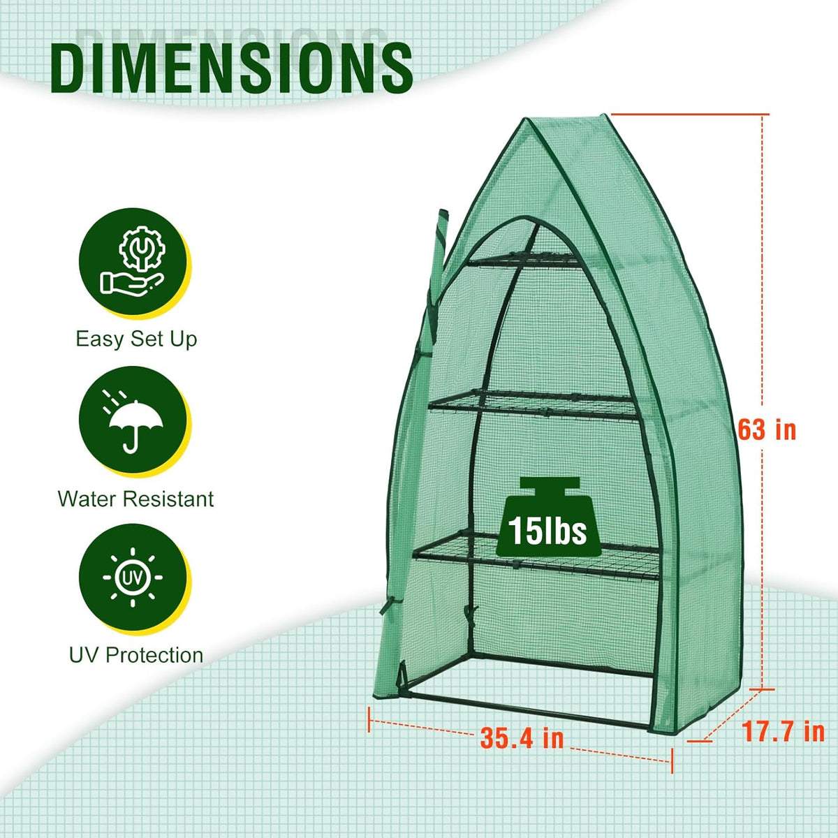 EAGLE PEAK Mini Greenhouse with Wire Shelves, Portable Indoor & Outdoor Green House with Roll-Up